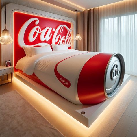 Coca-Cola Shaped Bed: Unique Bed Design Resembling a Coca-Cola Can 5 Weird Beds, Unusual Beds, Unique Bed Design, Creative Beds, Concept Furniture, Basketball Room, Weird Furniture, Unique Bed, Stylish Bedroom Design