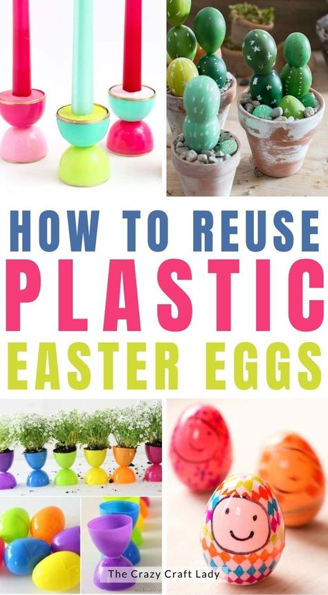 Diy Crafts Using Plastic Easter Eggs, Plastic Easter Eggs Decorating Ideas, Crafts With Plastic Easter Eggs, Plastic Egg Crafts, Plastic Eggs Crafts Diy Projects, Colorful Candle Holders, Egg Pictures, Upcycle Plastic, Easter Favors