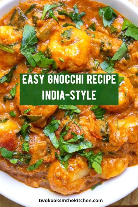 In 20 minutes with a few store-bought items, this easy gnocchi recipe delivers deep, rich Indian flavors with a creamy tomato-based sauce. Soak it up with Naan for a simple, but decadent Indian style pasta.#indianstylepasta #easygnocchirecipe #vegetariangnocchirecipe Vegetarian Gnocchi Recipes, Easy Gnocchi Recipe, Indian Style Pasta, Pasta Indian Style Recipe, Easy Gnocchi, Pasta Indian Style, Gnocchi Recipes Easy, Gnocchi Recipes Homemade, Romantic Breakfast