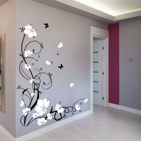 Butterfly Vine, Butterfly Wall Decals, Diy Wand, Hemma Diy, Kraf Diy, Wall Decals For Bedroom, Wall Painting Decor, Diy Casa, Vine Wall