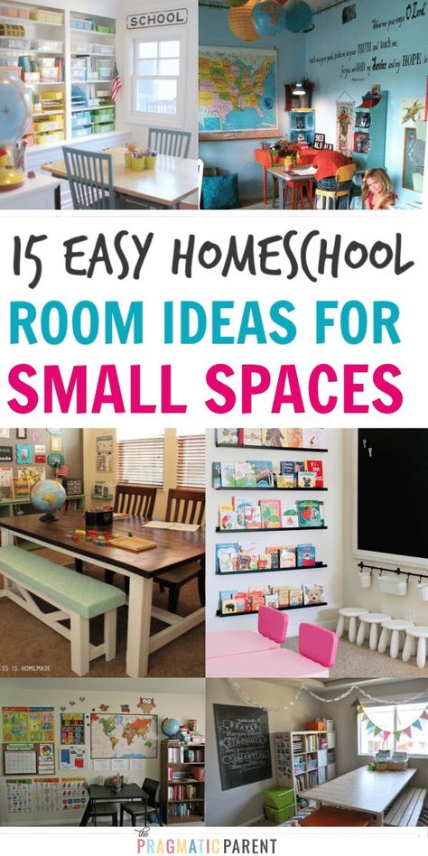 Setup your homeschool classroom, with a small room or a lot of space. Basics of a homeschool classroom & 15 small space homeschool setup ideas to inspire. #homeschool #homeschoolroom #homeschooling #homeschoolsetup #homeschoolspace #homeschoolroomideas Homeschool Setup Small Spaces, Home School Aesthetic, Cozy Homeschool Room, Homeschool Room Ideas Small, Small Space Homeschool, Homeschooling Aesthetic, Homeschool Organization For Small Spaces, Preschool Homeschool Room, Homeschool Aesthetic