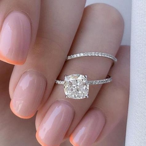 Engagements Ring, White Gold Diamond Wedding Rings, Moissanite Engagement Ring Cushion Cut, Anniversary Ring Set, Moissanite Wedding Ring Set, Moissanite Ring Set, Gold Anniversary Rings, Ring Rosegold, Cushion Cut Engagement