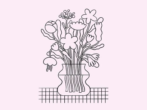 Dribbble Design, Dibujo Simple, Psy Art, Bouquet Design, Simple Graphic, Flower Graphic, Line Illustration, Plant Illustration, Flower Illustration