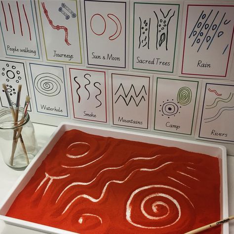 Exploring examples of Aboriginal symbols used in many forms of art. The aim of this activity is to explore and appreciate the rich beauty of Aboriginal artwork and culture. It’s also a fantastic hands-on sensory and fine motor skills activity full of creativity! Feel welcome to join the conversation, we’d love to hear how your class can take this activity to the next level. #modernteachingaids #buildingknowledgetogether #sandart Naidoc Week Activities, Aboriginal Art For Kids, Aboriginal Symbols, Aboriginal Art Symbols, Aboriginal Education, Forms Of Art, Indigenous Education, Aboriginal Culture, Childcare Activities