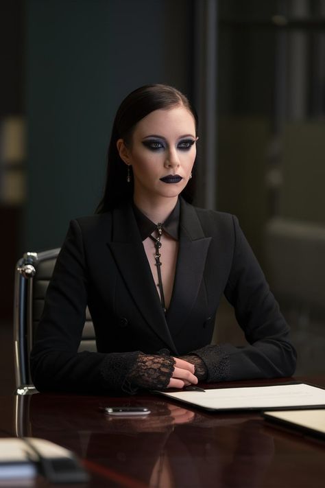 10 Corporate Goth Outfits To Get Inspiration From! – fashionbylina.com Elegant Goth Outfits, Goth Catholic, Black Weeding Dress, Goth Suit, Corporate Goth Outfits, Goth Corporate, Southern Gothic Fashion, Goth Elegant, Nails Indie