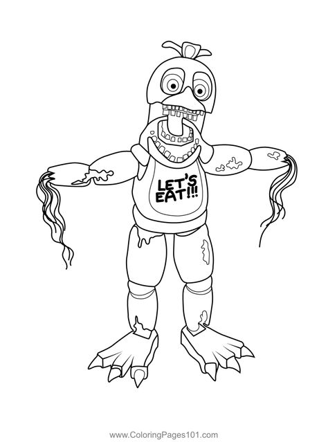 Withered Chica FNAF Coloring Page Security Breach Coloring Pages, Nightmare Chica, Fnaf Coloring Pages, Fnaf Security Breach, Toy Bonnie, Pokemon Coloring Pages, Coloring Pages For Boys, Pokemon Coloring, Easy Coloring Pages