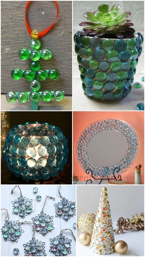 Beautiful Glass Gem Projects Glass Gems Projects Ideas, Gem Candles, Stick Christmas Tree, Snowflake Craft, Gem Crafts, Mosaic Art Projects, Craft Images, Diy Flower Pots, Diy Candle Holders