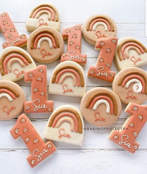 Boho Desserts Ideas, Boho Rainbow Themed 1st Birthday Party, Boho Rainbow Birthday Cookies, 1st Birthday Boho Theme Girl, Boho Rainbow Cookies First Birthday, Isn’t She Onederful Birthday Boho, Rainbow Themed First Birthday Party, Boho Baby Birthday Party Girl, Isn’t She Onederful Birthday Cookies