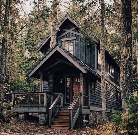 My witchy cabin Cottage Architecture, Casa Hobbit, A Cabin In The Woods, Little Cabin In The Woods, Board Batten, Cabin House, Deco Nature, Cabin Living, 카드 디자인