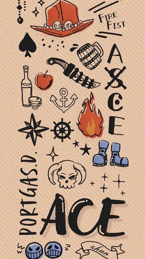 Ace Tattoo, Ace One Piece, Seni Pop, One Piece Tattoos, One Piece Photos, One Piece Cartoon, 디즈니 캐릭터, One Piece Crew, One Piece Wallpaper Iphone