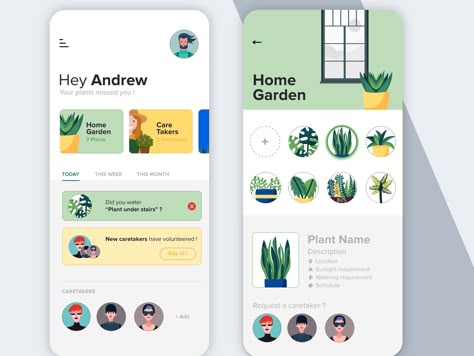 Style exploration / Plants care app by Anass Drissi Plant App Design, App Style, Application Ui Design, Desain Ux, Figma Website, Plant App, Figma Design, Ui Ux 디자인, Ui Website