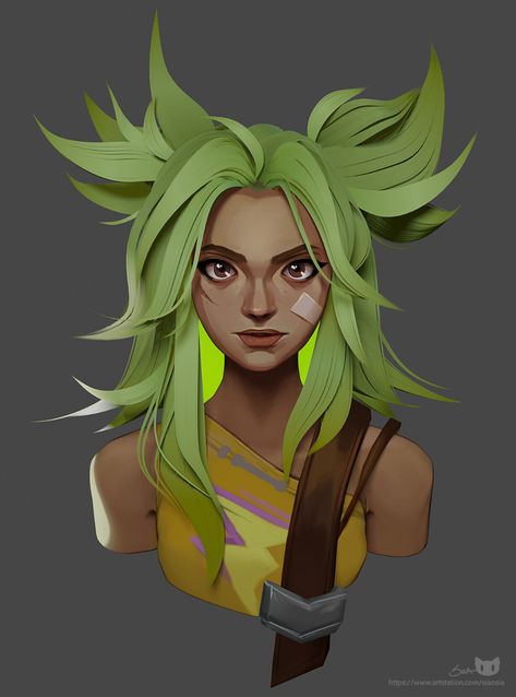 ArtStation - Zeri Arcane Fanart Arcane Artstyle Study, Arcane Nails Vi, Arcane Oc Art, Arcane Art Style Tutorial, Arcane Art Style Study, Arcane Oc Outfits Female, Arcane Faces, Arcane Face, Arcane Reference