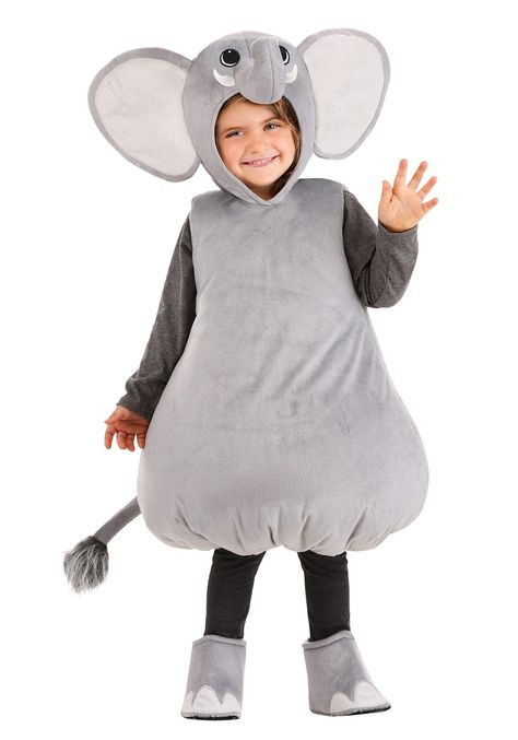 PRICES MAY VARY. Size: 4T 100% polyester velour fabric & fiberfill stuffing Hooded sleeveless tunic has hook & loop fastener strips at center back Tunic has fiberfill stuffing between velour outer shell and smooth lining for plump look Faux-fur-tipped tail sewn to back of tunic Let your little one show off their love of elephants with this exclusive Bubble Elephant Costume for toddlers! The plump tunic will keep your toddler cozy and looking positively adorable under the attached hood that featu