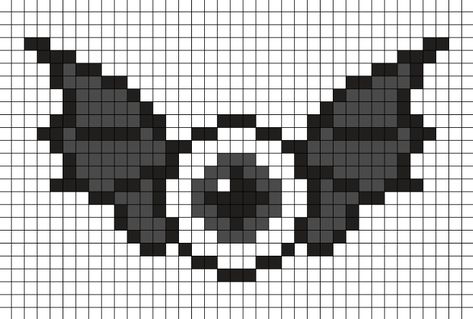 25x25 Pixel Art, Halloween Pixel Art Pattern, Fun Cross Stitch, Bat Perler Bead Pattern, Pixel Art Creepy, Halloween Perler Bead Patterns Easy, Bat Pixel Art, Perler Bead Bat, Spooky Perler Beads