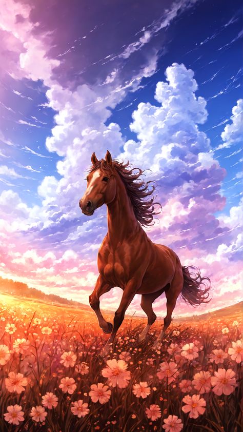 anime aesthetic wallpaper, hd wallpaper, spring, iphone wallpaper, art, horse, spring wallpaper, flowers, sunset, beautiful clouds, freedom, mustang, Cartoon Horse Wallpaper, Horse Hd Wallpapers, Horse Iphone Wallpaper, Mum Wallpaper, Wallpaper Spring Iphone, Horse Spring, Spring Iphone Wallpaper, Horses Wallpaper, Night Horse