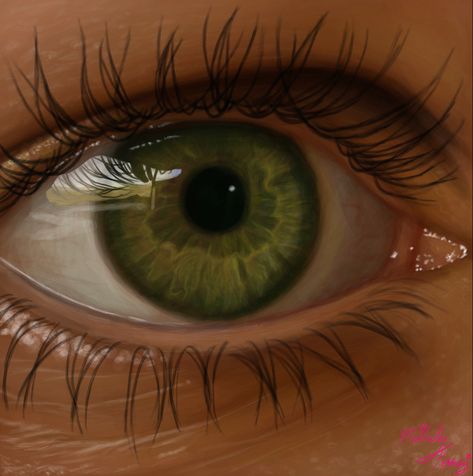 Green eye Green Eye Painting, Green Eyes Digital Art, Green Eye Drawing, Realism Aesthetic, Eye Procreate, Procreate Tiktok, Eye Paintings, Olive Green Eyes, Ferrari Art