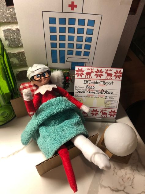 Hurt Elf On The Shelf Ideas, Buddy Elf, Christmas Preschool, Awesome Elf On The Shelf Ideas, Christmas Dreaming, Bed Rest, Elf Ideas, In The Moon, Buddy The Elf