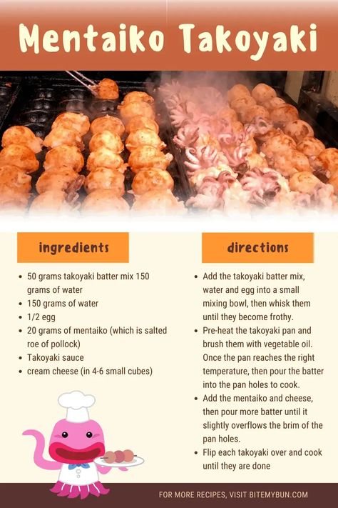 If you’re in the mood for a stronger flavor than that of octopus, I’d suggest trying the mentaiko takoyaki. It’s one of those takoyaki flavor variations you just can’t get out of your head. But, it’s an acquired taste, let’s make some! 17 Easy Recipes Anyone Can Make All the tips you'll ... Okonomiyaki Sauce, Salted Fish, Homemade Recipe Books, Get Out Of Your Head, Batter Mix, Japanese Street Food, Food Snack, Fish Recipe, Japanese Cooking