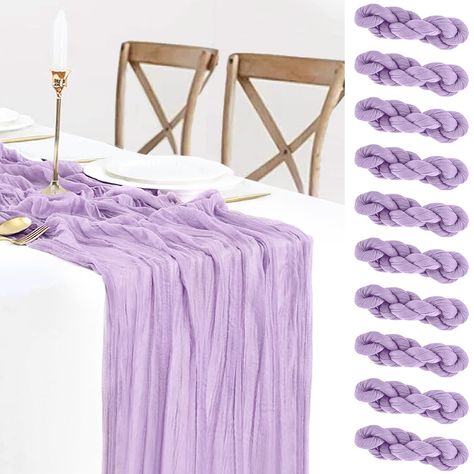 PRICES MAY VARY. Cheese Gauze Fabric 🍇【10 Packs Mauve Cheesecloth Table Runner】Elegant lavender purple cheese cloths table runners are perfect for wedding or baby shower drapes or other decor. (Splicing if necessary). Rustic light purple table runner cloth gives your home or party a classy, the pastel table cloths of the low-profile can be worn with any style. We carefully selected many beautiful colors, you can pick the color according to the theme of your party. Picking different colors to mi Long Table Cloth, Purple Table Runner, Table Cloth For Wedding, Wedding Cheese, Gauze Table Runner, Cheesecloth Table Runner, Purple Table, Cheese Cloth, Lilac Purple