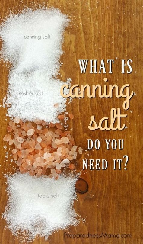 You see it on the grocery store shelf under many different names: canning salt, kosher salt, sea salt, and table salt. Are they interchangeable for canning? | PreparednessMama Grocery Store Shelf, Canning Salt, Canning 101, Pickling Salt, Canning Tips, Canned Meat, Safe Drinking Water, Store Food, Table Salt