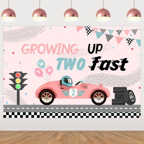 PRICES MAY VARY. Great Material: Growing up two fast backdrop is made of high quality vinyl material, durable, lightweight, portable. And it has the function of waterproof and stain proof. If you like, you can put it away for next time Suitable Size: The size of this race car two fast backdrop is 3 x 5 ft. It is large enough for race car girls 2nd party decorations. You can fully feel race car atmosphere with this backdrop in your girls 2nd birthday party Exquisite Pattern: Growing up two fast d Girly Race Car Birthday Party, Growing Up Two Fast Birthday Girl, Two Fast Photoshoot, Two Fast Birthday Girl, Two Cool Birthday Party Girl, Two Birthday Theme Girl, Two Fast 2 Curious Birthday, Two Year Old Birthday Party Girl, Second Birthday Girl Theme