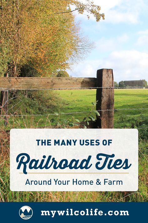 Once solely regarded as the backbone of our railway systems, railroad ties have found new life as functional and aesthetic additions to homes and farms. Learn the many uses of railroad ties around your home and farm from our blog. Railroad Ties Landscaping, Railway Ties, Landscaping Hacks, Driveway Sign, Build Outdoor Furniture, Ranch Fencing, Pasture Fencing, Farm Entrance, Railroad Ties