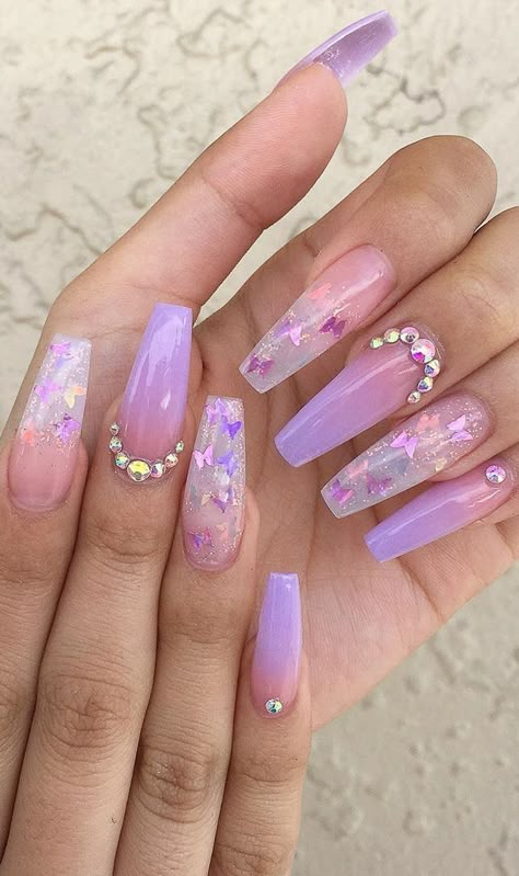 (paid link) Details can be found by clicking on the image. Paznokcie Hello Kitty, Purple Ombre Nails, Coffin Nails Ombre, Purple Acrylic Nails, Nails Matte, Pink Ombre Nails, Ombre Nail, Ombre Acrylic Nails, Cute Acrylic Nail Designs