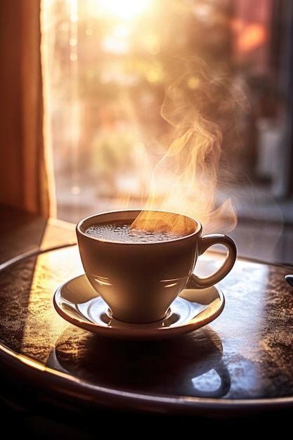 Taza de café humeante con luz solar matu... | Premium Photo #Freepik #photo #taza-cafe #cafeina #cafe #bebidas-calientes Psa Poster, Morning Coffee Cups, Love Cafe, Good Morning Coffee Gif, Coffee Farm, Coffee Places, Coffee Club, Grooming Tips, Coffee Breakfast