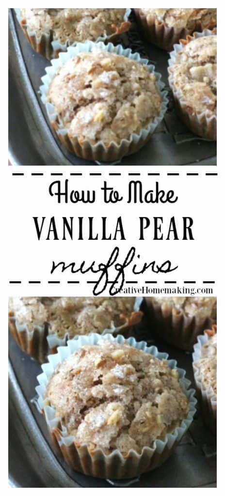 Easy recipe for vanilla pear muffins. One of my favorite fall baking recipes! Pear Dessert Recipes, Pear Muffins, Pear Dessert, Fall Baking Recipes, Vanilla Recipes, Recipes Baking, Pear Recipes, Baking Muffins, Oreo Dessert