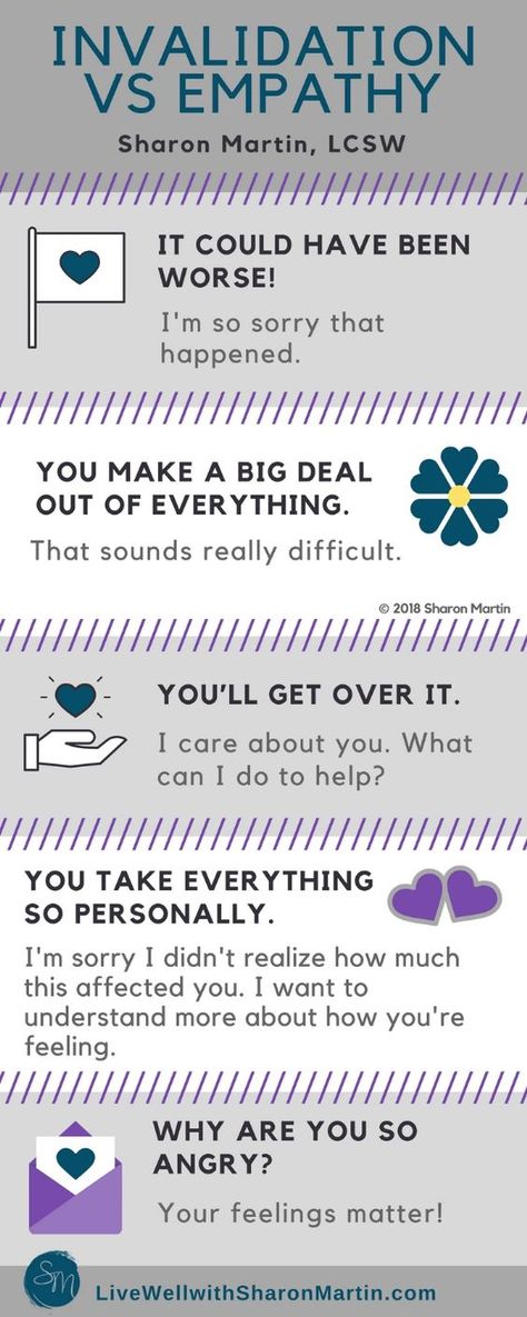 invalidation vs empathy #emotionalabuse #invalidation #empathy #feelings #narcissisticabuse #codependency Emotional Invalidation, Sharon Martin, Limbic System, Personality Disorder, Psychology Facts, Mindfulness Meditation, Meditation Music, Emotional Intelligence, Emotional Health