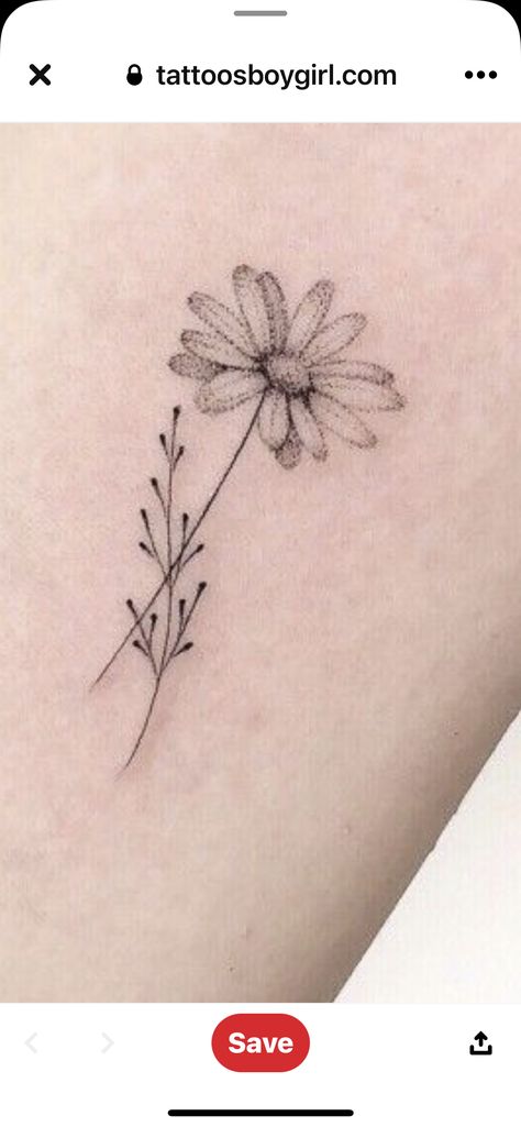 Daisy Stem Tattoo, Stem Tattoo, Thailand Tattoo, Daisy Tattoo, Lotus Flower Tattoo, Leaf Tattoos, Flower Tattoos, Tattoo Inspo, Maple Leaf Tattoo