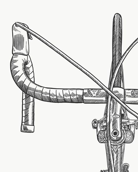 Details on those handlebars 👌 #bicycle #bike #bicycleart #bikeart #campagnolo #thoseintheknow #cinelli #bianchi #pinarello #cannondale�… Bicycle Graphic Design, Cycling Aesthetic, Cycling Illustration, Bicycle Sketch, Bicycle Illustration, Paint Bike, Bicycle Tattoo, Bike Sketch, Bike Aesthetic