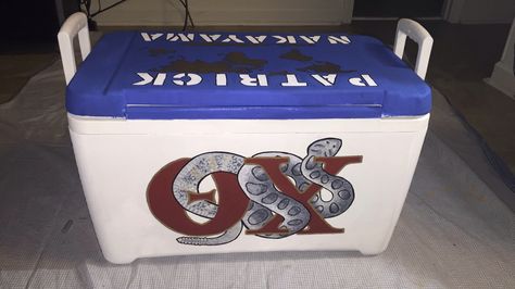 Theta Chi Formal Cooler, Theta Chi Frat Cooler, Theta Chi Cooler, Theta Chi Fraternity, Painted Fraternity Coolers, Nola Cooler, Beer Pong Table Diy, Frat Formal, Formal Cooler Ideas