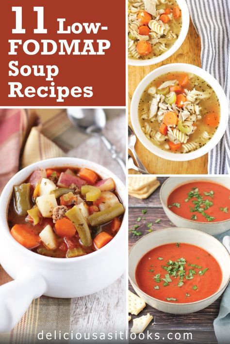 11 Low FODMAP Soup Recipes - Delicious as it Looks Low Fodmap Frozen Meals, Low Fodmap Soup Vegetarian, Low Fodmap Chicken Tortilla Soup, Low Residue Meals, Fodmap Soup Recipes, Low Fodmap Soup Recipes, Low Fodmap Soup, Fodmap Soups, Fodmap Soup