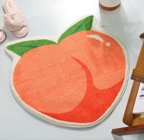 Peachy Clean Bath Mat, Fruit Bathroom, Peachy Clean, Fun Bath Mats, Waxing Studio, Peach Bedroom, Bedroom Rug Size, Tufting Design, Funky Bathroom