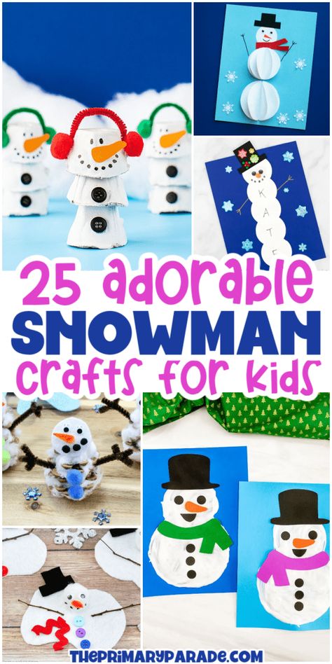 Snowman Crafts Preschool, Snowman Crafts For Kids, Snow Crafts, Storytime Crafts, Winter Activities Preschool, Preschool Art Projects, Preschool Christmas Crafts, Winter Activities For Kids, Winter Craft