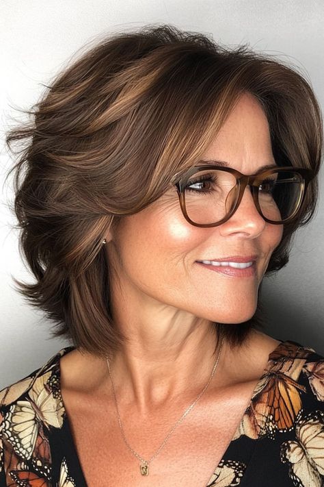 28 Medium-Length Haircuts For Women Over 60 with Glasses Medium Length Hair With Glasses, Hairstyles For Medium Length Hair With Glasses, Hairstyles With Glasses Medium, Chin Length Hair Styles For Women, Hairstyles For People With Glasses, Chic Hairstyles Medium, Haircuts For Women Over 60 Medium Length, Hairstyles For Women With Glasses, Mid Length Haircuts