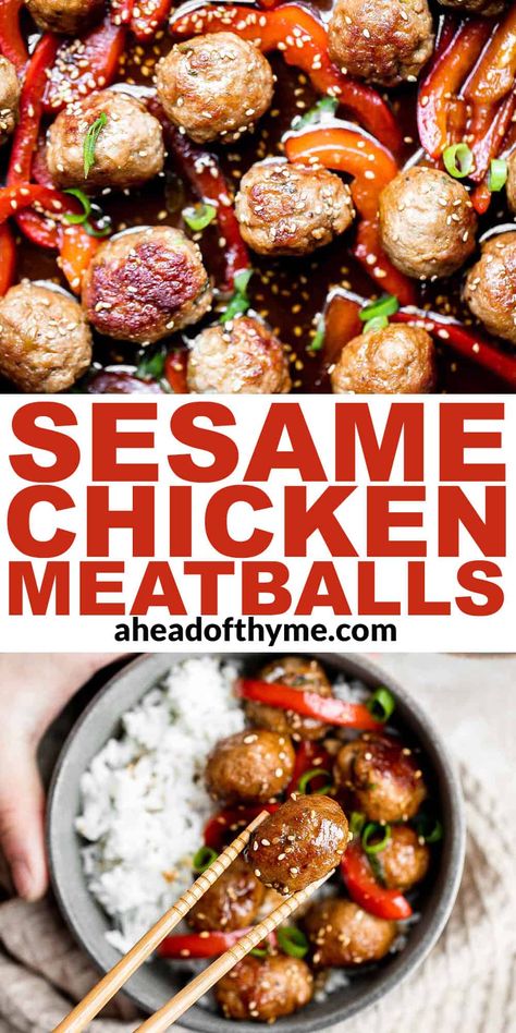 Sesame Chicken Meatballs Sesame Chicken Meatballs, Sesame Chicken Sauce, Easy Veggies, Asian Chicken Meatballs, Homemade Stir Fry Sauce, Homemade Stir Fry, Fried Meatballs, Low Calorie Chicken, Fry Sauce