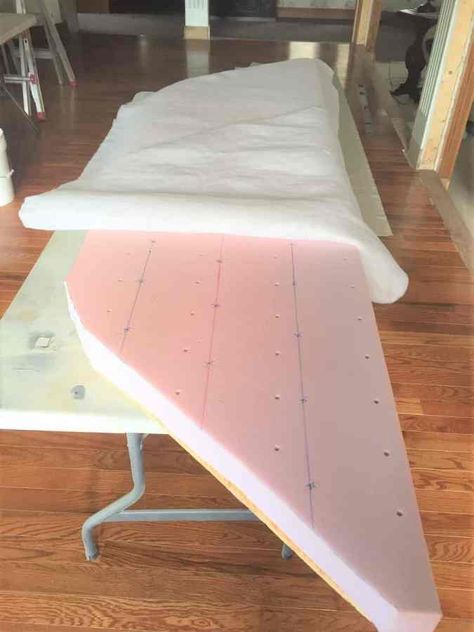 How To Make A Trapezoid Window Seat Cushion, Diy Bay Window Cushion, Diy Bay Window Seat Cushion, Window Seat Cushion Diy, Diy Window Seat Cushion, Diy Bay Window Bench, Diy Bay Window, Seat Cushions Diy, Bay Window Seat Cushion