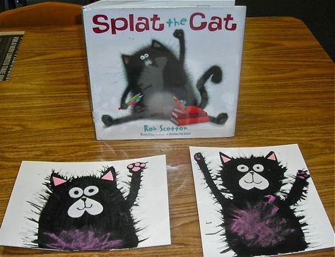 Fine Lines: Shape with Splat the Cat Splat The Cat Craft, Cat Art For Kids, Splat The Cat, First Grade Art, Kindergarten Art Projects, 2nd Grade Art, Ecole Art, Elementary Art Projects, Kindergarten Art