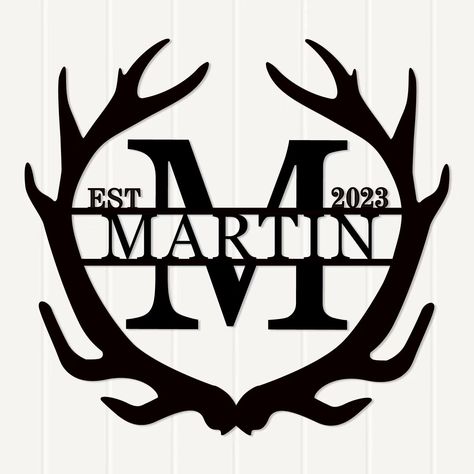 PRICES MAY VARY. Size: There are 9 different sizes of custom antler sign diameter-12 inches, 15 inches, 20 inches, 24 inches, 28 inches, 32 inches, 36 inches, 40 inches, and 42 inches. Personalized door signs are perfect for indoor or outdoor use. Color: Customized door panel, available in six colors: black, white, gold, silver, red, navy blue Installation method: We will provide you with two screws for free and place this product on the door or wall within a few minutes! Material: House digital Last Name Signs Wooden, Buck Antlers, Antler Monogram, Deer Antler Decor, Antler Decor, Cabin Wall Decor, Digital Signs, Family Name Sign, Monogram Signs