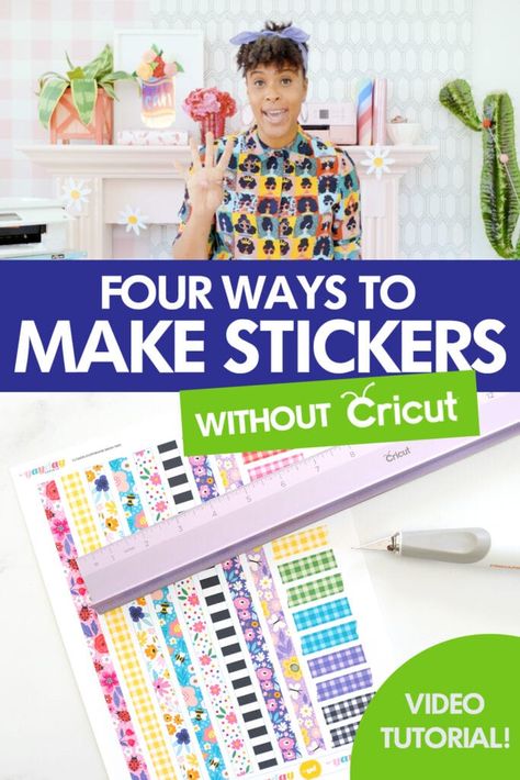 Diy Stickers Without Cricut, How To Make Vinyl Stickers Without Cricut, Make Stickers Without Cricut, Make Your Own Stickers Diy, How To Make Stickers Without Cricut, Homemade Stickers Ideas, What To Decorate With Stickers, How To Make Your Own Stickers, Make Stickers With Cricut