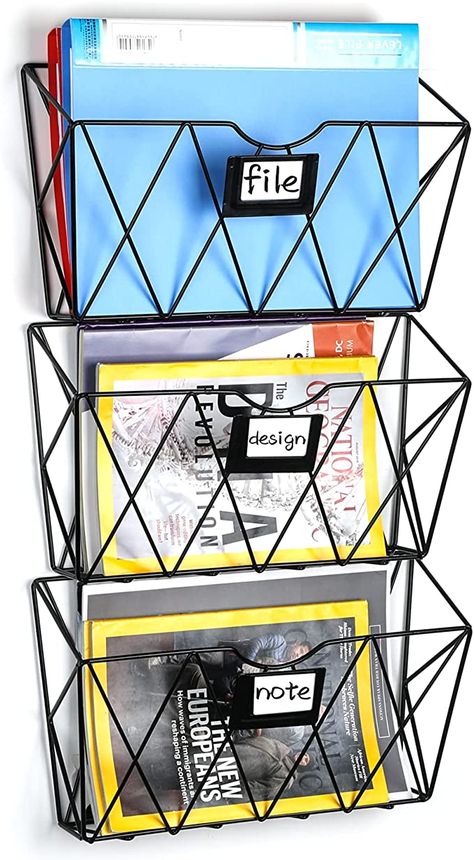 Wall File Organizer, Wall File Holder, Magazine Organization, Office Organization Files, Office Organization At Work, Wall File, Organizer Office, File Organizer, File Holder