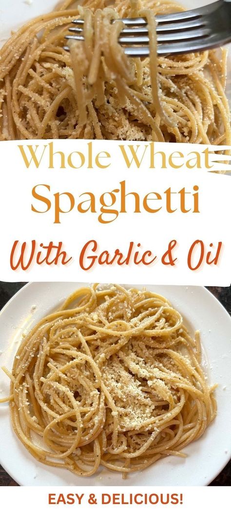 Express your love for delicious meals with our 15-Minute Whole Wheat Spaghetti: Garlic Love Express! This quick and easy recipe brings together the heartiness of whole wheat pasta, the aromatic allure of garlic, and the savory notes of Parmesan cheese. In just 15 minutes, you can create a dish that's not only quick but also filled with love and flavor. Learn the secrets to turning your kitchen into an express of garlic-infused joy. #GarlicLove #15MinuteExpress #WholeWheatSpaghettiJoy Recipes With Whole Wheat Pasta, Whole Wheat Pasta Dishes, Whole Wheat Spaghetti Recipe, Daniel Fast Spaghetti, Whole Wheat Pasta Recipe Healthy, Wheat Spaghetti Recipes, Wheat Noodle Recipes, Whole Wheat Noodles Recipe, Wheat Pasta Recipes Healthy