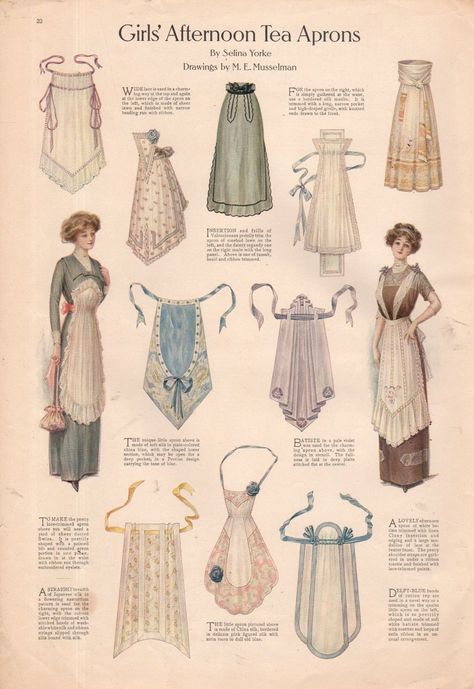 1911 Ladies Home Journal Print Girl's Afternoon Tea Aprons Actresses Dresses | eBay Istoria Modei, Áo Blu, Apron Patterns, 1900 Fashion, Ladies Home Journal, Patron Vintage, Mode Retro, Home Journal, Sewing Aprons