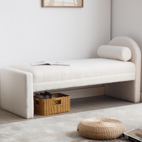 PRICES MAY VARY. 🥑【Removable Pillows and Wide Armrest】55 inch bench fits all sizes of beds, especially QUEEN / KING size. The extra unique design of this bedside bar stool with removable pillows and wide armrest backrest not only adds a touch of elegance to your home decor, but also perfect for placing clothes or leaning back to relax. 🥥【Easy to Assemble】The bench is 80% pre-assembled with user manual and installation tools. Simply assemble the two pieces to the bench and in less than 10 minut Spinning Studio, White Bench Entryway, End Of Bed Ottoman, Bench End Of Bed, Bench For Bedroom, Bedroom Ottoman, Bed Ottoman Bench, White Bench, Accent Bench