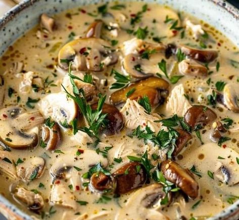 Martha Stewart Recipes 👩🏼‍🍳🥞🍕 | Rotisserie Chicken Mushroom Soup | Facebook Rotisserie Chicken Mushroom Soup Recipes, Rotisserie Chicken And Mushroom Soup, Quick Soup Recipes Chicken, Rotisserie Chicken Mushroom Soup, Crockpot Mushroom Soup, Mushroom Soup Crockpot, Chicken With Mushroom Soup, Chicken Mushroom Soup Recipe, Recipes Rotisserie Chicken