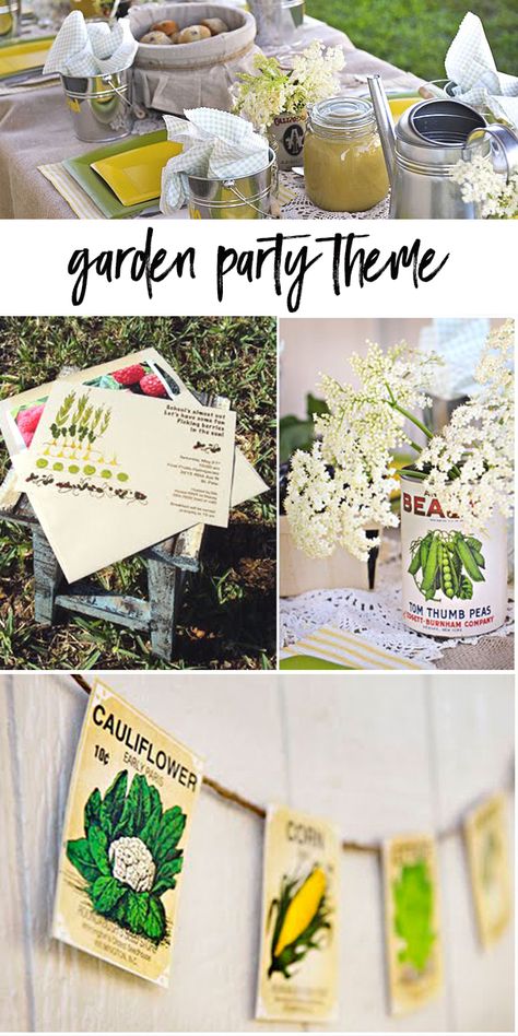 Garden Theme Luncheon, Spring Garden Theme Party, Garden Theme Birthday Party For Adults, Gardening Party Decorations, Plant Theme Party Decorations, Vegetable Garden Party Theme, Planting Party Ideas, Garden Themed Table Decor, Gardening Retirement Party