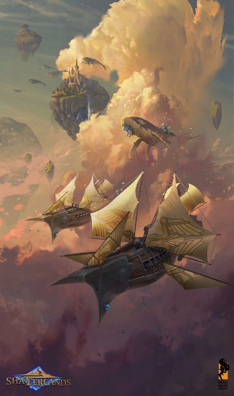 Airship Art, Flying Ship, Arte Steampunk, Flying Boat, Landscape Concept, Treasure Planet, Fantasy City, Fantasy Setting, Fantasy Places