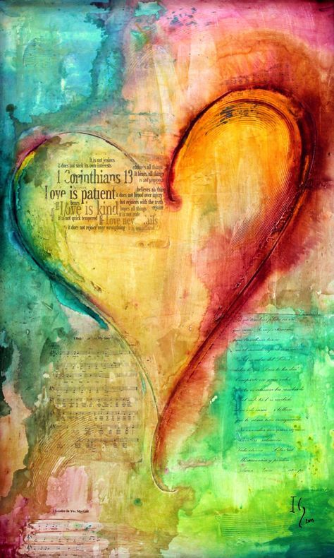 Kollage Konst, Heart Art Painting, Benfica Wallpaper, Heart Painting, Mixed Media Art Journaling, Bible Art, Art Journal Pages, Heart Art, Love Painting